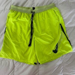 Nike, Medium, Yellow, Dri fit running shorts, lined
